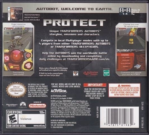 Transformers Autobots - Amerikansk Version - Nintendo DS (A Grade) (Genbrug)